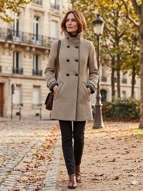 Archive 50% Wool Houndstooth Peacoat - '70s British Mod Revival
